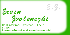 ervin zvolenszki business card